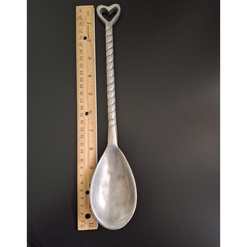 Vintage Silver Tone Decorative‎ Twisted Heart Spoon  11.75"in